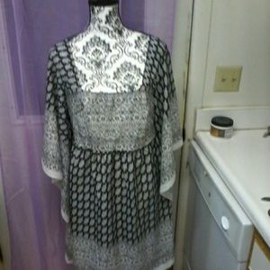 new black and white print boho dress